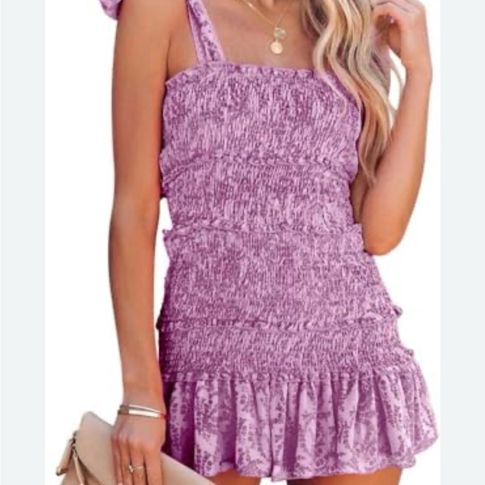 Lilac Smocked Sundress with Floral Print size small